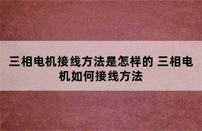 三相电机接线方法是怎样的 三相电机如何接线方法